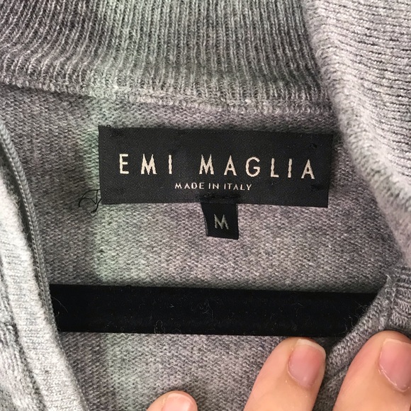 Emi Maglia Grey 1/4 Zip Pull Over Sweater 121-3 - Picture 4 of 5